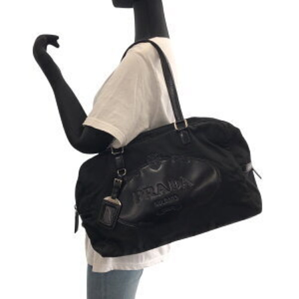 Prada nylon logo shoulder black Tessuto bag Boston - Picture 7 of 10